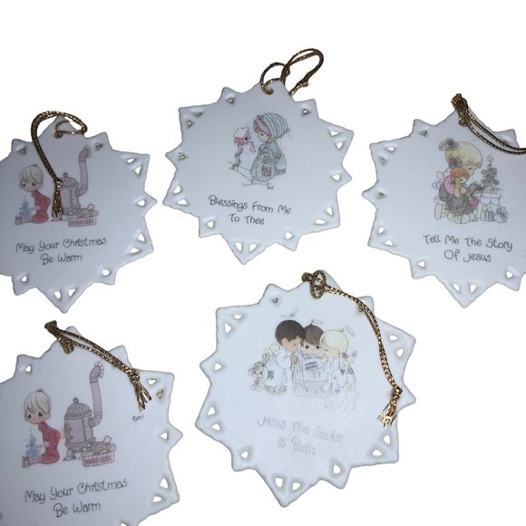 Precious Moments Snowflake Christmas Ornaments Set of 5 - Picture 1 of 9